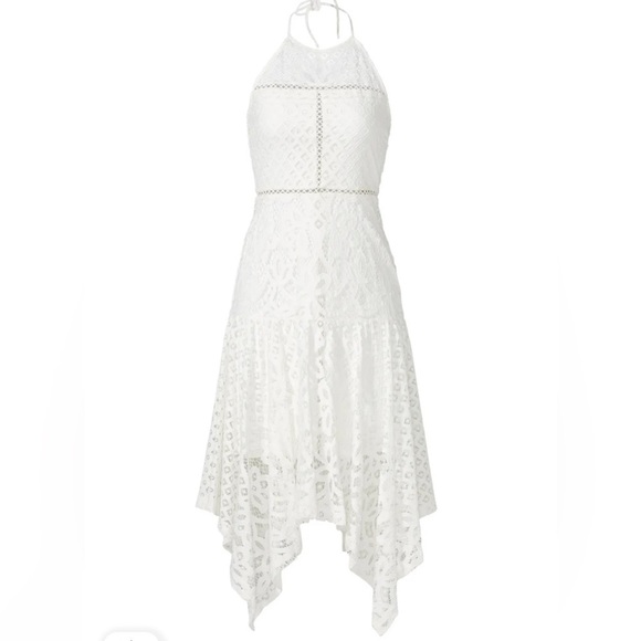 Parker Tulum Cambo White Lace Dress Halter, Midi, Asymmetrical I10 - Picture 4 of 11